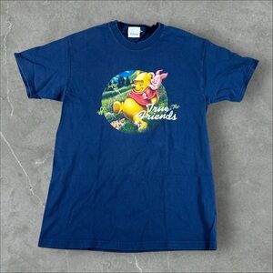 Vintage Winnie The Pooh Shirt Mens Medium Blue 90s  True Friends Disney Rare